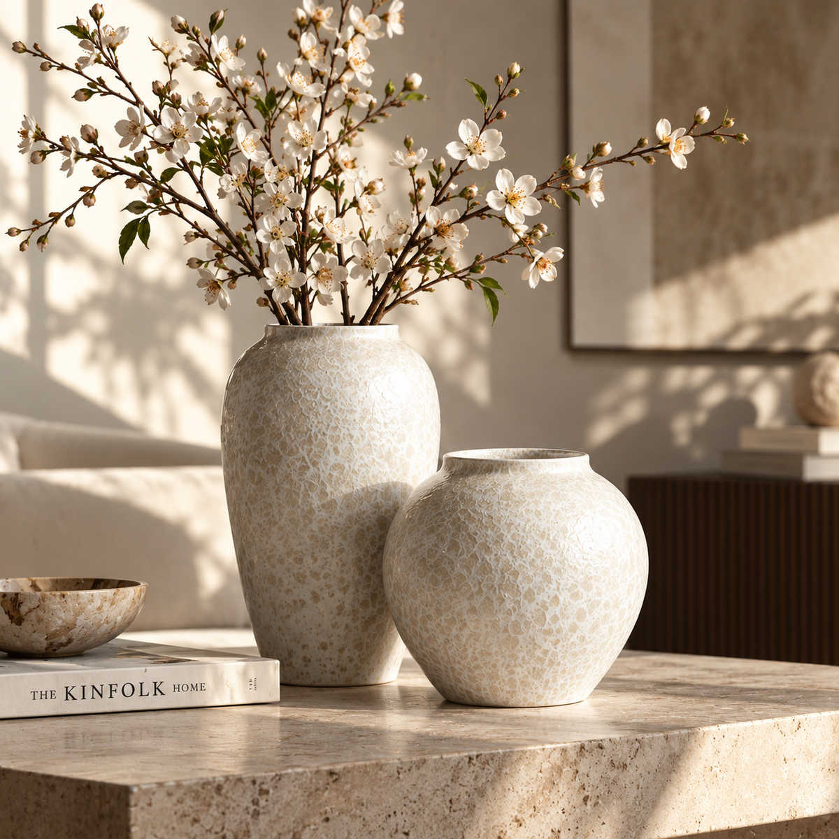 White Textured Ceramic Decorative Vase