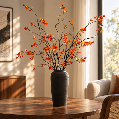 Black Handcrafted Textured Ceramic Decorative Vase