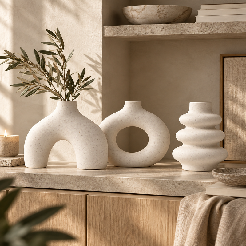 Modern White Ceramic Vase Set