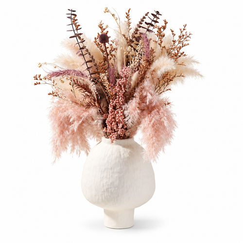 Beige Textured Ceramic Decorative Vase for Modern Home Décor