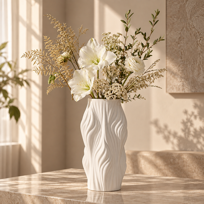 White Sculptural Irregular Ceramic Decorative Vase