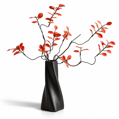 Black Twisted Ceramic Decorative Vase for Modern Home Décor