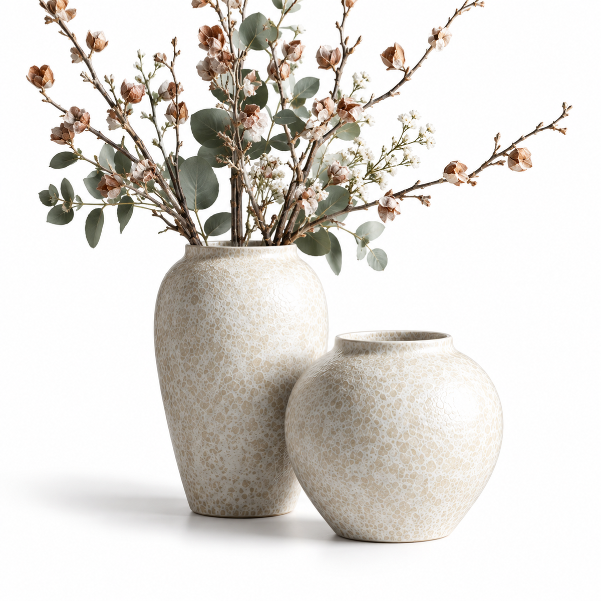 White Textured Ceramic Decorative Vase