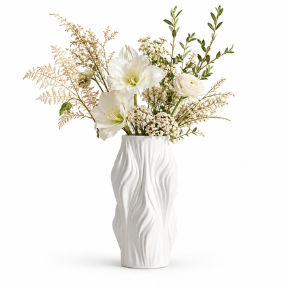 White Sculptural Irregular Ceramic Decorative Vase