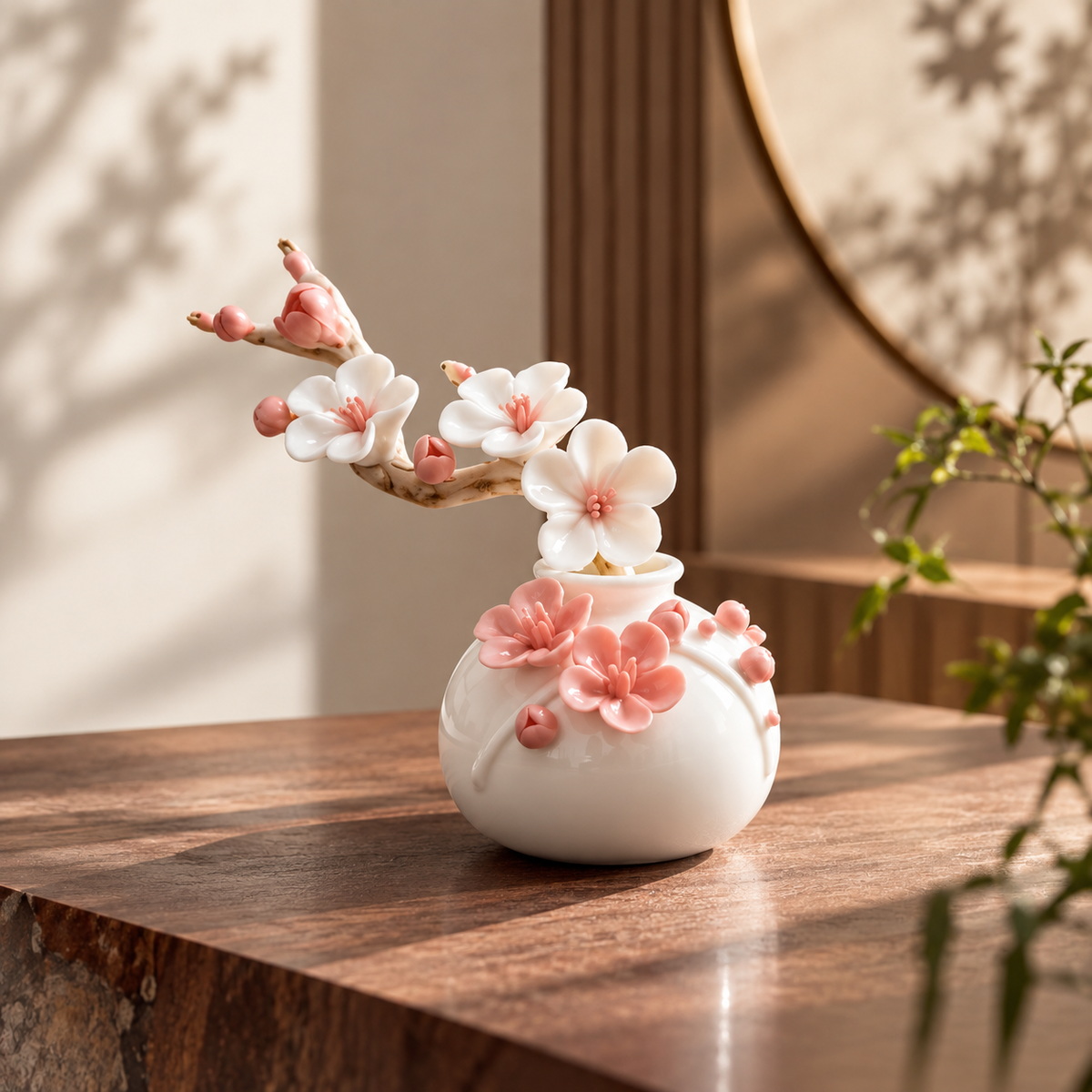 Hand-Pinched Floral Mini Ceramic Decorative Vase