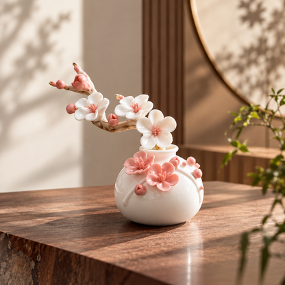 Hand-Pinched Floral Mini Ceramic Decorative Vase