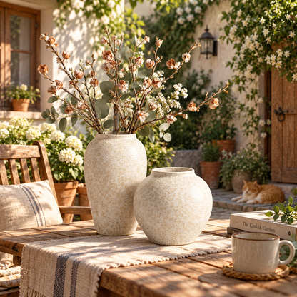 White Textured Ceramic Decorative Vase
