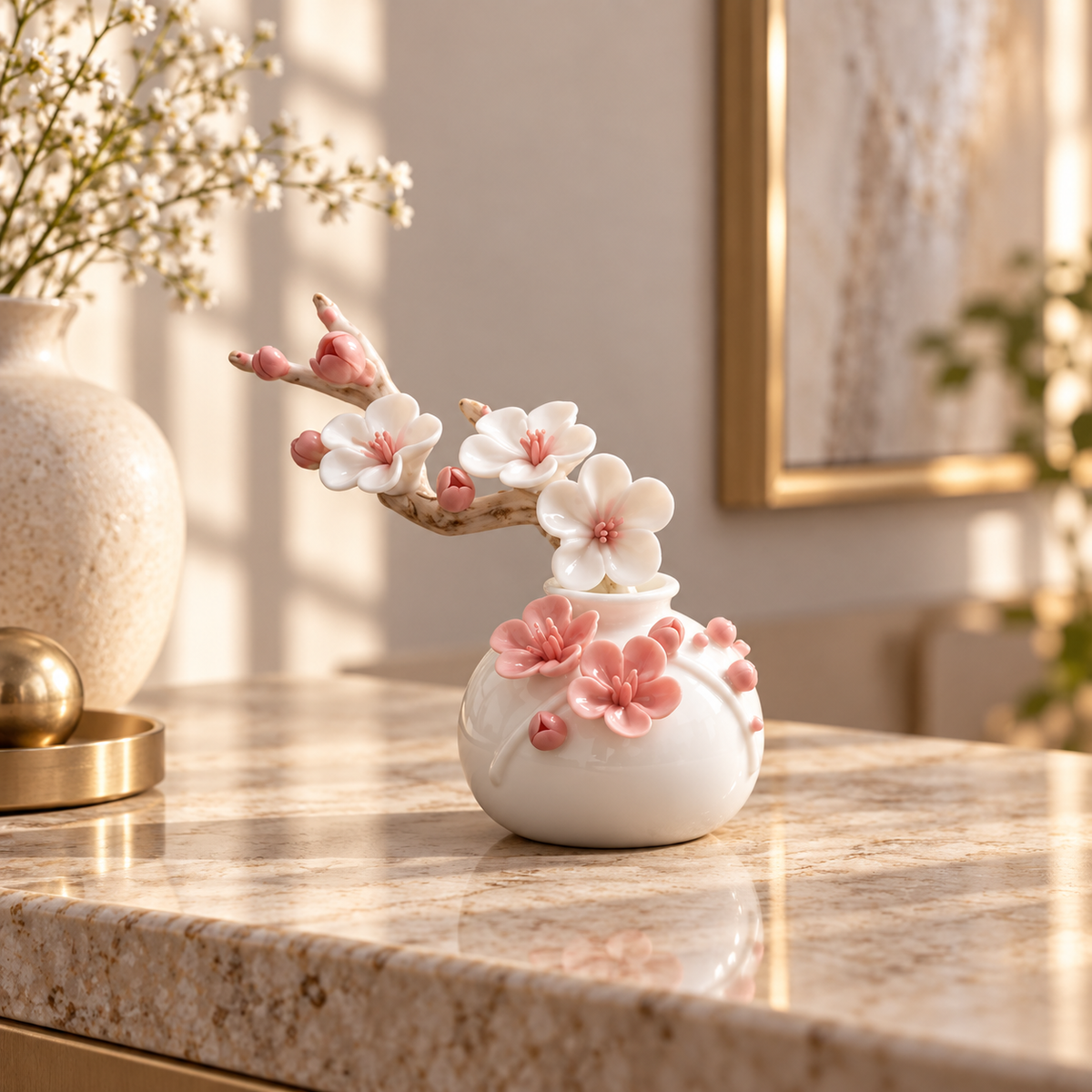Hand-Pinched Floral Mini Ceramic Decorative Vase